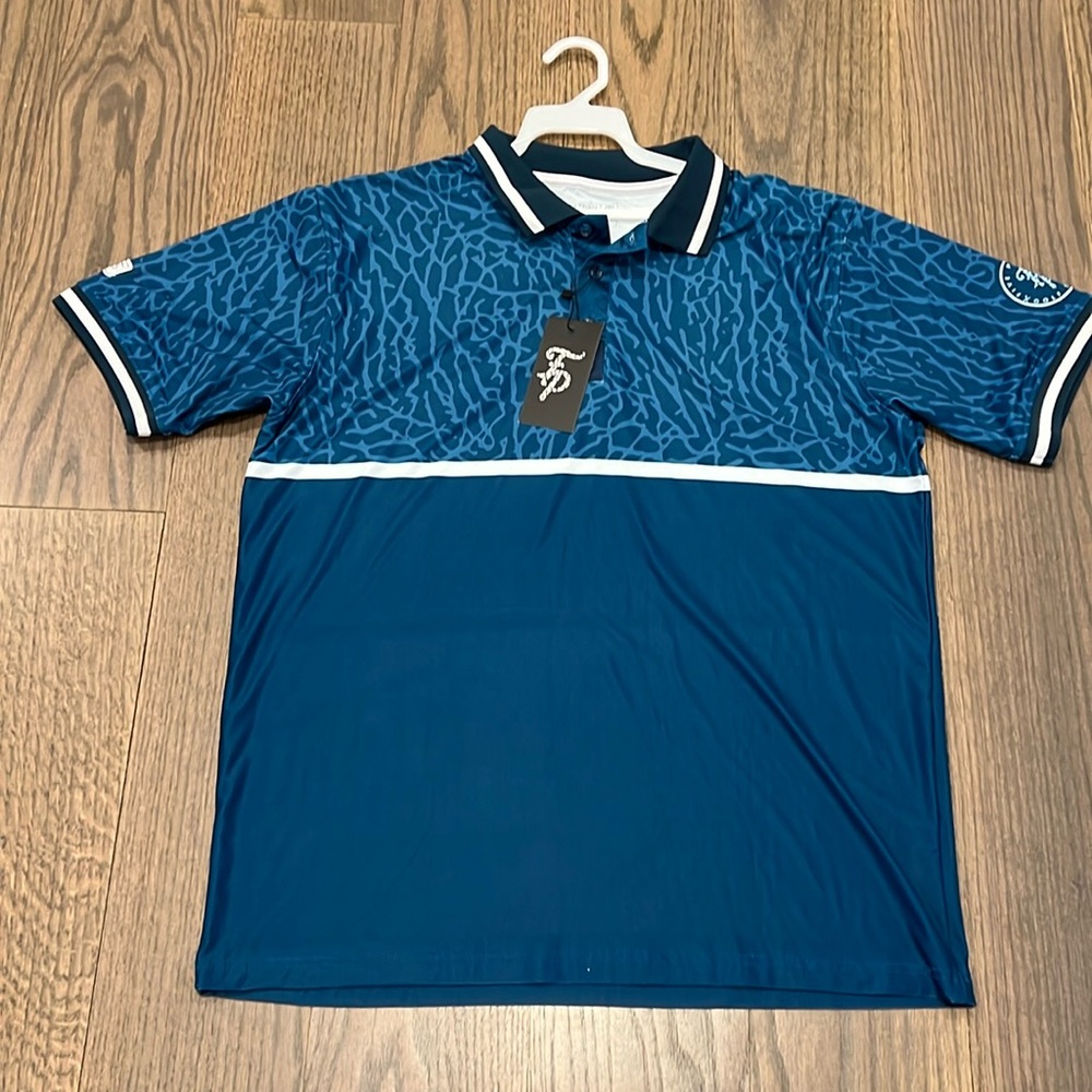 Men’s Blue multi golf polo shirt medium
